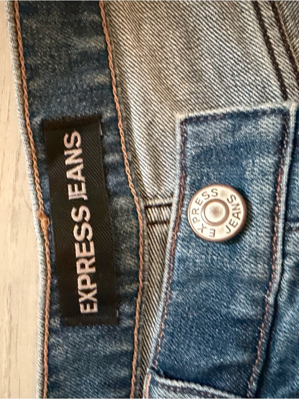 Express Distressed Denim Shorts with Floral Peek in Blue - Picture 3 of 4